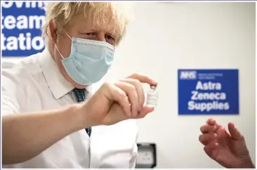  ?? Picture: PA ?? BOOSTER: AstraZenec­a has been a driving force in delivering Boris Johnson’s vaccine goals