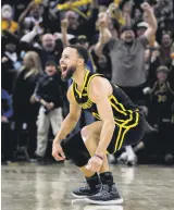  ?? ?? Stephen Curry reacts after a last-second 3-pointer against the Suns, San Francisco, U.S., Feb. 10, 2024.