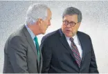  ?? Alex Brandon / Associated Press ?? Attorney General nominee William Barr talks with Sen. John Cornyn, R-Texas, after a meeting on Capitol Hill last week.