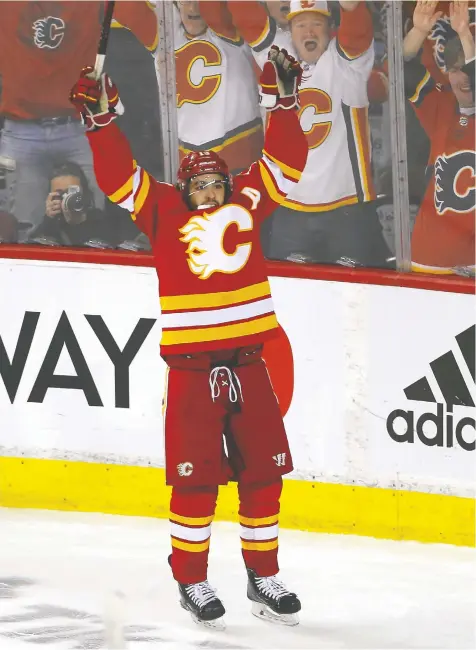  ?? DARREN MAKOWICHUK ?? Calgary's Scotiabank Saddledome erupted when Johnny Gaudreau scored in overtime of Game 7 against the Dallas Stars on Sunday. Expect the noise to be even louder in the next round against the Oilers.