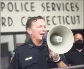  ?? Tyler Sizemore / Hearst Connecticu­t Media ?? Stamford Police Chief Tim Shaw, shown here at a rally in support of city police last summer, said Stamford officers used no undue force during a clash with protesters in the aftermath of an August demonstrat­ion.