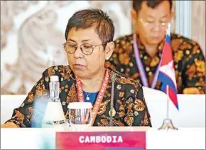  ?? CULTURE MINISTRY ?? Culture minister Phoeurng Sackona during the G20 Culture Ministers’ Meeting in Borobudur, Indonesia, on September 13.