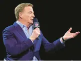  ?? PETER CASEY/GETTY ?? At his Super Bowl news conference, NFL Commission­er Roger Goodell said the league has seen improvemen­t in several key areas but more is needed.