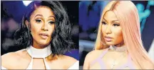  ?? FILE PHOTOS ?? Nicki Minaj, right, and Cardi B have been squaring off on all kinds of platforms lately.