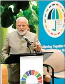  ?? PTI ?? Prime Minister Narendra Modi addresses a meeting on Universal Health Coverage in New York, Monday