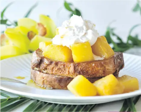  ?? KRISTA BELEGRIS ?? This fruity, gluten-free take on french toast shows off coconut milk’s versatilit­y.