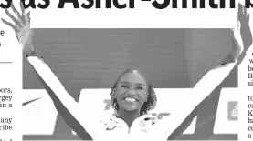  ?? — AFP photo ?? Great Britain’s Asher-Smith celebrates on the podium during the medal ceremony for 200m women event during the European Athletics Championsh­ips in Berlin.