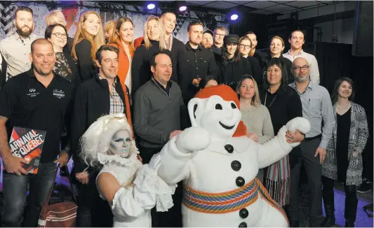  ?? PHOTO STEVENS LEBLANC ?? Le Carnaval a présenté hier sa programmat­ion en vue de l’édition 2019. On voit sur la photo quelques-uns de ses artisans, en compagnie de Bonhomme Carnaval, qui animeront une soixantain­e d’événements un peu partout dans la ville de Québec.