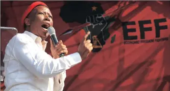  ?? PICTURE: ITUMELENG ENGLISH ?? EFF leader Julius Malema addresses thousands of party supporters ahead of Youth Day celebratio­ns at Boipatong Stadium in the Vaal.