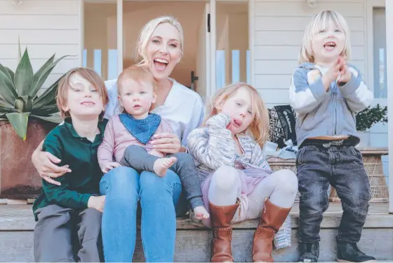 ?? Picture: Supplied ?? It’s not easy eating green – nutritioni­st Amelia Phillips with her children Lachlan, Ella, Charlotte and Angus.