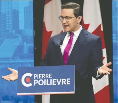  ?? GREG SOUTHAM ?? Conservati­ve leadership candidate Pierre Poilievre's known policy ideas are cause for concern, in particular his intention, revealed Wednesday, to fire Tiff Macklem as governor of the Bank of Canada, writes Kelly Mcparland.