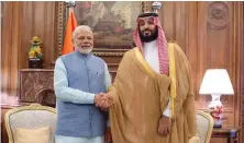  ?? Saudi Arabia’s Crown Prince Mohammed bin Salman meets Indian Prime Minister Narendra Modi in Buenos Aires on Friday. ??