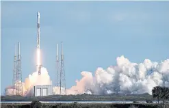  ?? JOHN RAOUX THE ASSOCIATED PRESS ?? A Falcon 9 SpaceX rocket with a payload of about 60 satellites for SpaceX’s Starlink broadband network lifts off from Florida on Jan. 29.