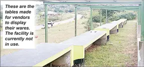  ?? ?? These are the tables made for vendors to display THEIR WARES. The facility is currently not IN USE.