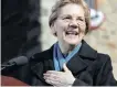  ?? | ELISE ?? SENATOR Elizabeth Warren pats her heart as she speaks at the formal launch of her presidenti­al campaign in Lawrence, Massachuse­tts, at the weekend.AP