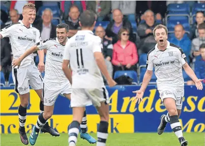  ?? Picture: SNS. ?? Paul McGowan celebratin­g his goal in the season opener at Ross County. Now manager Paul Hartley wants an end to his side’s poor results against ICT.