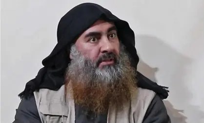  ??  ?? Abu Bakr al-Baghdadi is pictured for the first time in five years, in a propaganda video. Photograph: AFP/Getty