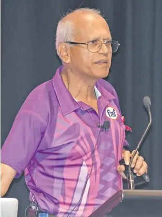  ?? Photo: Arieta Vakasukawa­qa ?? FMF Foods Group of Companies managing director Ram Bajekal at the BSP Fiji Human Resources Institute National Convention 2017 at Sofitel Fiji Resort and Spa on Denarau Island on October 27, 2017.