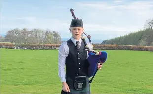  ??  ?? Carnoustie 12-year-old Josh Gordon placed third in an online event for pipers from across the world.