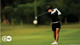  ??  ?? Erika Kikuchi hits her second shot on the 9th hole during the second round of the Daikin Orchid Ladies at the Ryukyu Golf Club in Nanjo, Okinawa