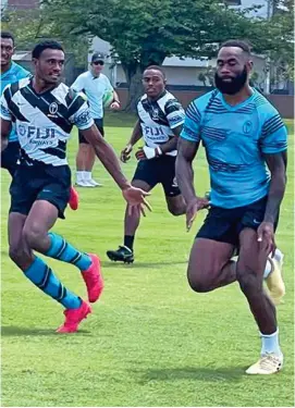  ??  ?? Team Fiji men’s 7s forwards Semi Radradra and Iosefo Masi at training in Oita Japan. Photo: FRU Media