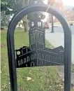  ?? JOELLE KOVACH/EXAMINER ?? One of the new decorative bicycle racks being tested at Peterborou­gh City Hall is seen Tuesday night.