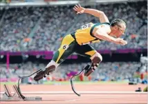  ??  ?? Another side: Oscar Pistorius at the London Olympics. ‘‘Oscar is certainly not what people think he is,’’ a former girlfriend said.