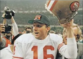  ?? Lennox McLendon Associated Press ?? HALL OF FAME quarterbac­k Joe Montana helped lead the 49ers to four Super Bowl titles, but he also greatly enjoyed his final two NFL seasons with the Chiefs.