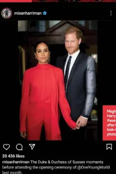  ?? ?? Meghan and Harry posted these images after the newlook-monarchy photo reveal.