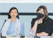  ?? Courtesy of Arko Art Center ?? Two artists of Korean descent — Busan-born Dutch creator Sara Sejin Chang, left, and Korean American artist Young Joon Kwak — speak during a press preview at Arko Art Center in Seoul, Wednesday, for “All About Love,” their first-ever exhibition in Korea.