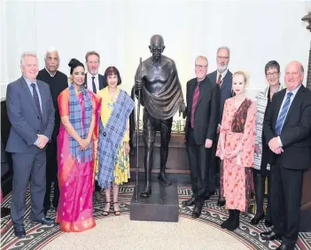  ??  ?? Celebratio­n Gandhi statue unveiled at Ayr Town Hall on Saturday