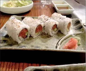  ?? Arkansas Democrat-Gazette/ERIC E. HARRISON ?? The Hot Tuna Roll is pretty simple but plenty tasty at Shogun.