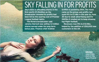  ??  ?? DRAMA Julia Stiles stars in Sky show Riviera