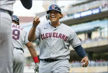  ?? ANDY CLAYTON-KING — THE ASSOCIATED PRESS ?? Josh Naylor celebrates after hitting a two-run homer in the second inning June 21.