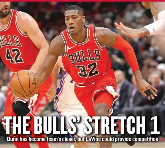  ?? | GETTY IMAGES ?? In the fourth quarter, Kris Dunn is the Bulls’ second- leading scorer. He’s shooting 49 percent from the field in the fourth and averaging a team- leading 1.6 assists.