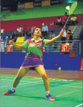  ?? MUQEED /HT ?? Mantsa Riyas of Ghaziabad in action during her under17 match in Lucknow on Monday.