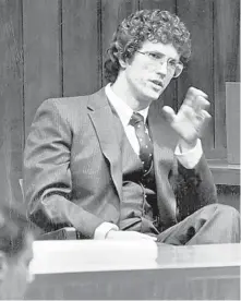  ?? WISCONSIN STATE JOURNAL ?? Ralph Armstrong was a graduate student at University of Wisconsin in Madison and a parolee from Albuquerqu­e when he was tried for the murder and rape of college student Charise Kamps. Armstrong, then 28, took the witness stand and professed his innocence but was convicted anyway. After 29 years in prison, new DNA evidence cleared him of the crimes.