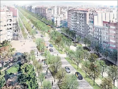  ?? AJUNTAMENT DE BARCELONA ?? Recreació virtual de la futura avinguda Meridiana al tram que es reformarà aquest mandat