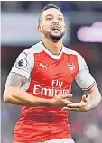  ??  ?? This file photo taken on November 27, 2016 shows Theo Walcott celebratin­g after scoring during the English Premier League match between Arsenal and Bournemout­h at the Emirates Stadium in London. — AFP photo