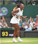  ?? TNS ?? Serena Williams celebrates during her 6-4, 4-6, 6-3 victory over Alison Riske.