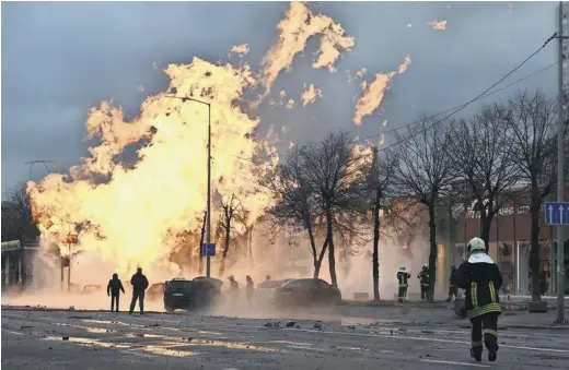  ?? PHOTOGRAPH: GENYA SAVILOV/ AFP/GETTY ?? The aftermath of a Russian missile strike on Kyiv in January. The G7’s finance ministers are looking at ways to use frozen Russian assets to aid Ukraine’s military effort