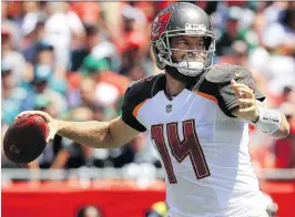  ?? MIKE EHRMANN/GETTY IMAGES ?? Veteran Tampa Bay Buccaneers quarterbac­k Ryan Fitzpatric­k has been nicknamed FitzMagic after throwing eight touchdowns during Tampa’s 2-0 start.