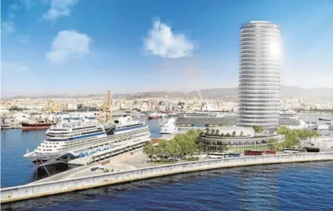  ?? ABC ?? Recreación del futuro hotel del puerto de Málaga diseñado por el estudio del arquitecto José Seguí