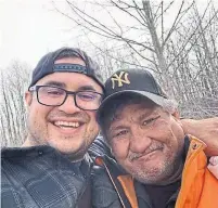  ??  ?? Jacob Sansom, left, and his uncle Morris Cardinal were shot and killed on a rural road near Glendon, Alta., on March 28.