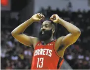  ?? Karen Warren / Houston Chronicle ?? Houston guard James Harden had 40 points and came an assist shy of a tripledoub­le.