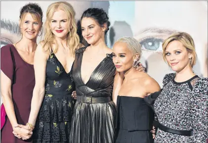  ?? AP PHOTO ?? Laura Dern, from left, Nicole Kidman, Shailene Woodley, Zoe Kravitz and Reese Witherspoo­n arrive at the Los Angeles premiere of “Big Little Lies” at the TCL Chinese Theatre in February. After taking this year’s Oscars by storm with Denis Villeneuve’s...