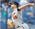  ?? KATHY WILLENS/ASSOCIATED PRESS ?? Relief pitcher Richard Bleier has pitched in seven of the Orioles’ 13 games this season, compiling a 2-0 record with a 0.93 ERA in 92⁄ innings. He has allowed only seven hits.