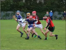  ??  ?? Coláiste Bhríde Carnew’s Joe Conroy on the burst forward during the South Leinster final against Pres De La Salle, Bagenalsto­wn.