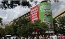 ?? Santos Moura/Reuters ?? A Vox-sponsored billboard in Madrid on 20 May 2023 shows symbols of feminism, LGBTQ+ rights and Catalan independen­ce being thrown in the bin. Photograph: Violeta