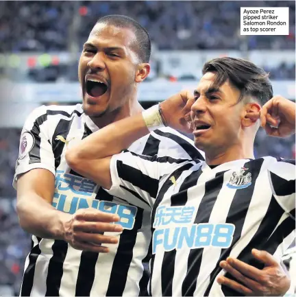  ??  ?? Ayoze Perez pipped striker Salomon Rondon as top scorer